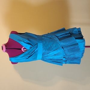 Taffeta Tourquise Dress with pleats